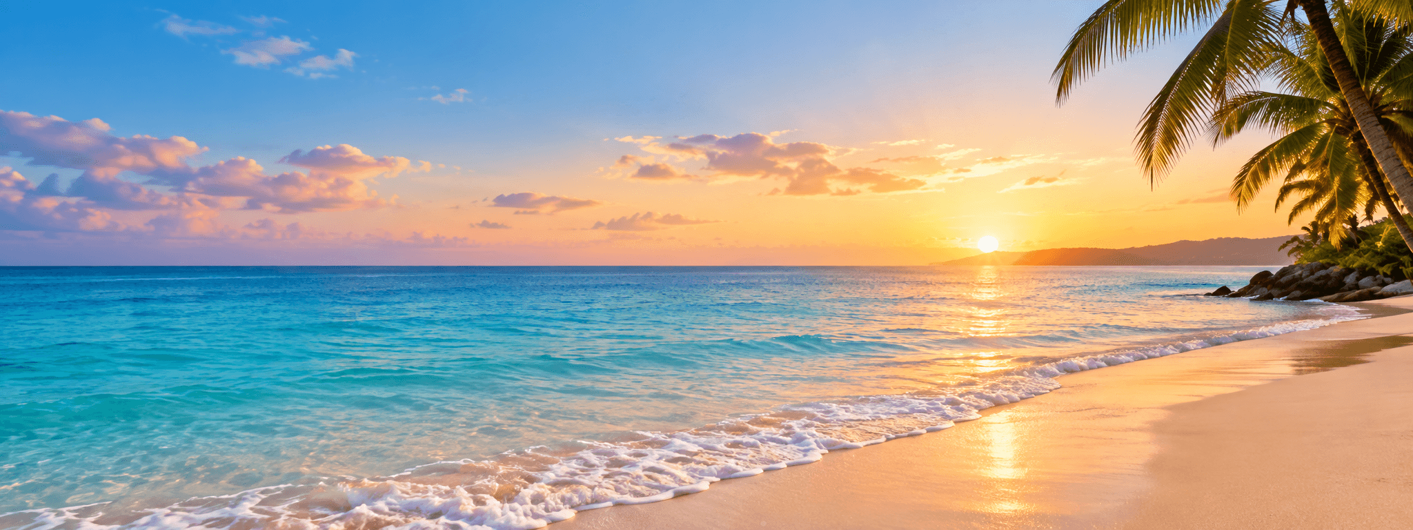 Tropical beach at sunset